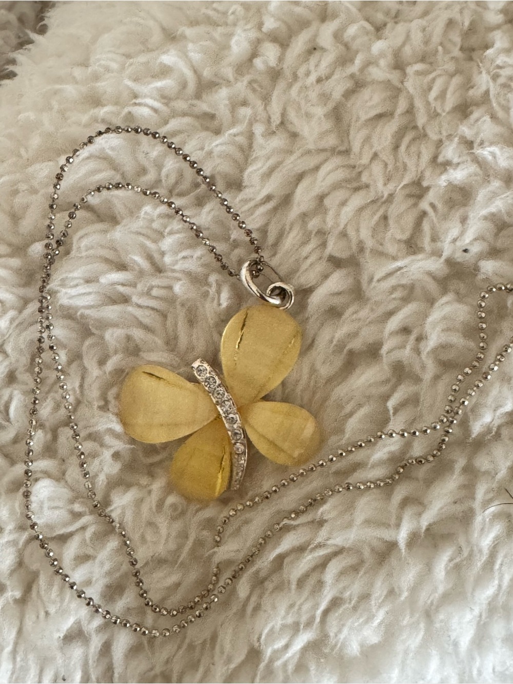 Hallmark 16” Yellow Lucite Butterfly Pendant Necklace with Crystals